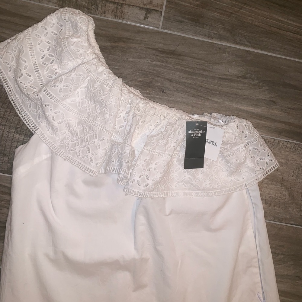 One shoulder white dress